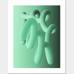 Fluid geometric green shape Posters and Art